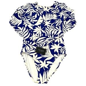Kate Spade Swimsuit Size Small Blue Berry Rash Guard Long Sleeve‎ Tropical NWT